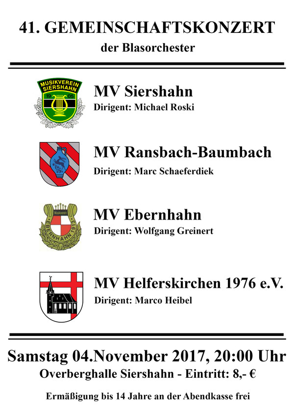 Einladung zum 41. Gemeinschaftskonzert