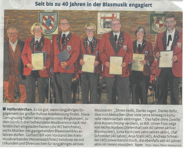 Ehrung langj&auml;hriger Mitglieder