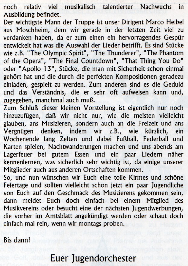 Erste Schritte des Jugendorchesters 1995 - 1997
