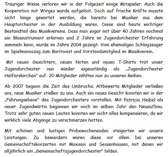 Chronik des Jugendorchesters 1995 - 2010