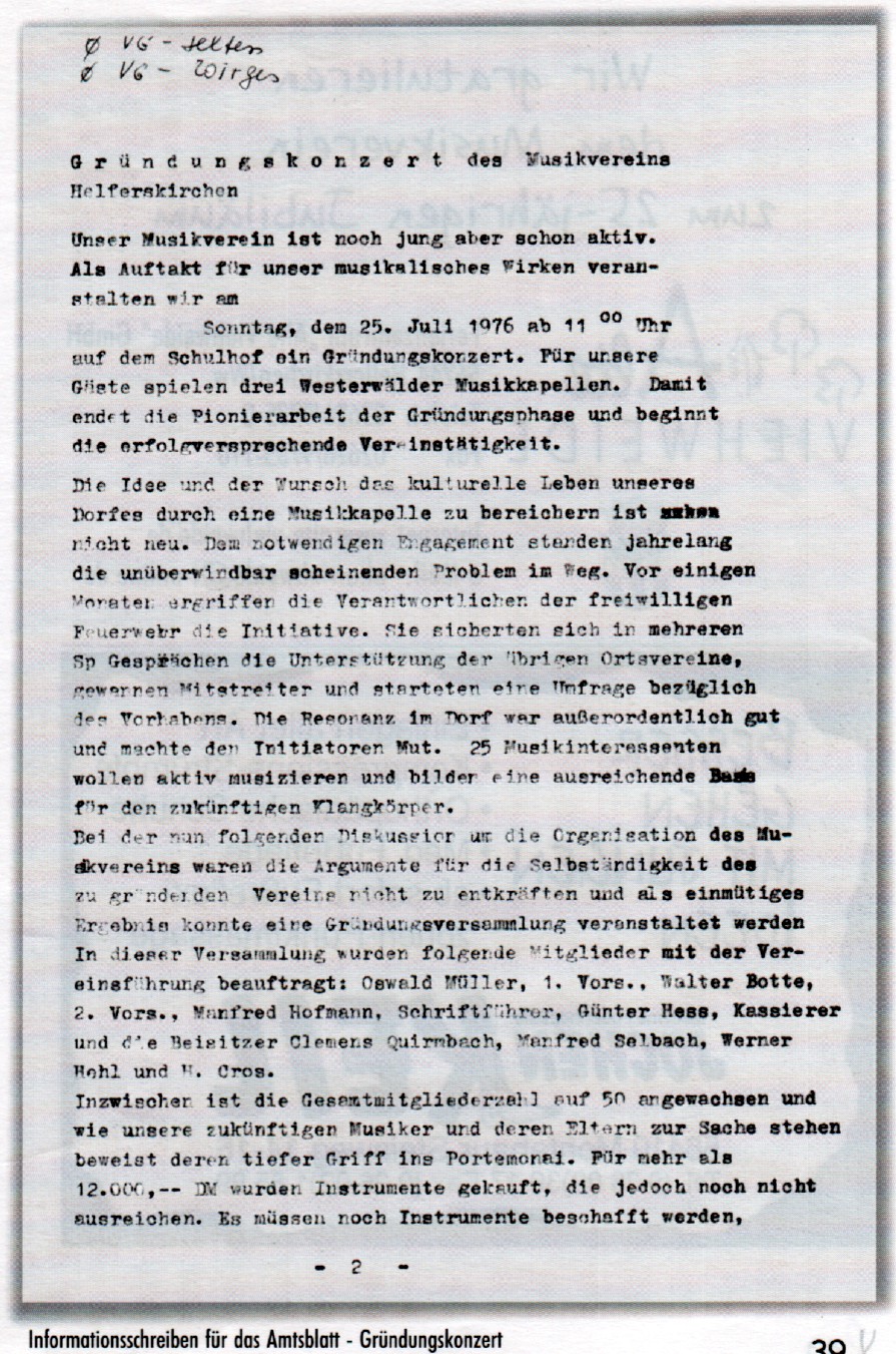 Unser Gr&uuml;ndungskonzert